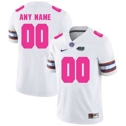 Men%27s Florida Gators White Customized 2018 Breast Cancer Awareness College